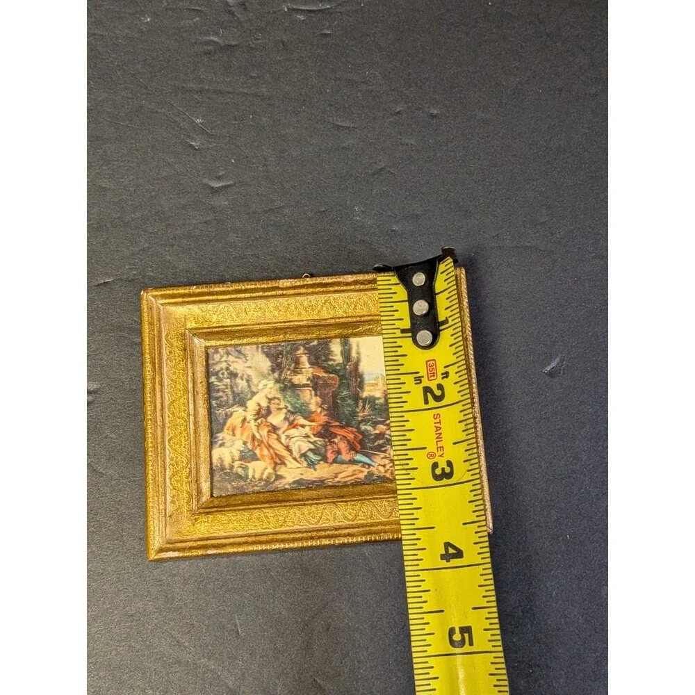 Vintage Miniature Italian Frame W/ Rococo-Style Love Scene